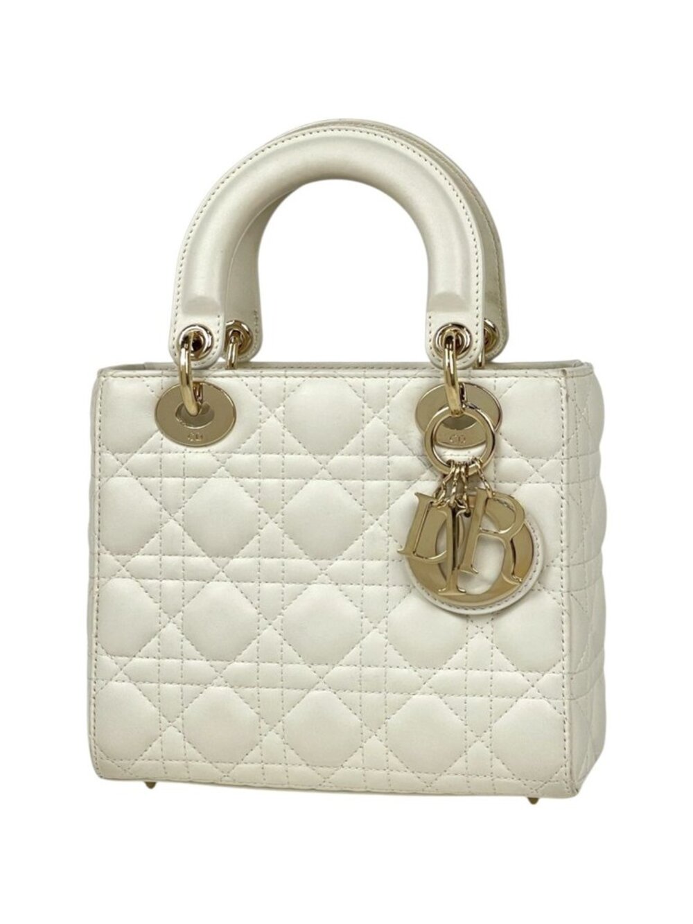 Dior Handbag Lady 2-Way Leather White